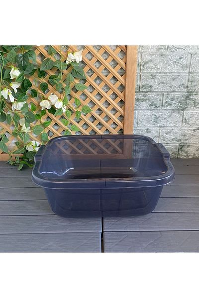 Gerçektrend 3-Piece Basin Set Anthracite Color Square Dish Basin Plastic Basin Food Container