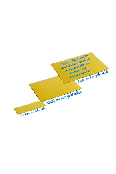 BENS Pasta Altlık Gold Ince 32x44 Cm 20-30 Kişilik Pastaya Uygun 1 Adet