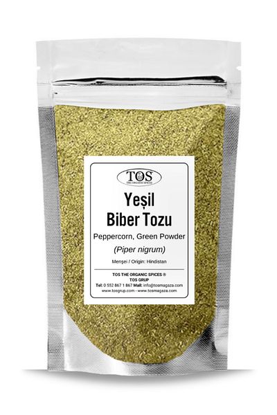 TOS The Organic Spices Green Black Pepper Powder 1 kg (1St) Quality) Piper Nigrum / Peppercorn, Green Ground