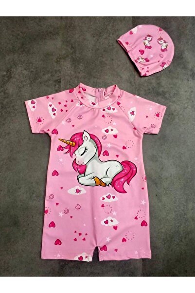 Genel Markalar Kız Çocuk Mayo 2 Parça Boneli Unicorn Tulum Deniz Havuz Plaj M...