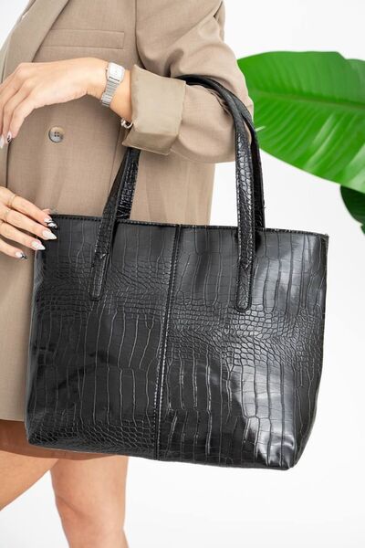 Mojeva MİLA Croco голяма чанта през рамо - с текстура и каишка