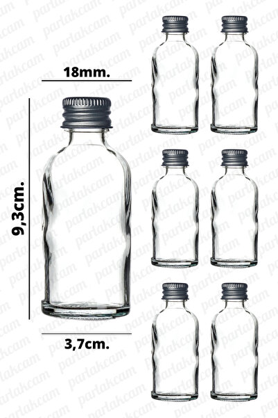 parlakcam 50ml Gümüş Kapaklı Cam Şişe Nişan ve Düğün Süslemesi İçin Uygun Kol...