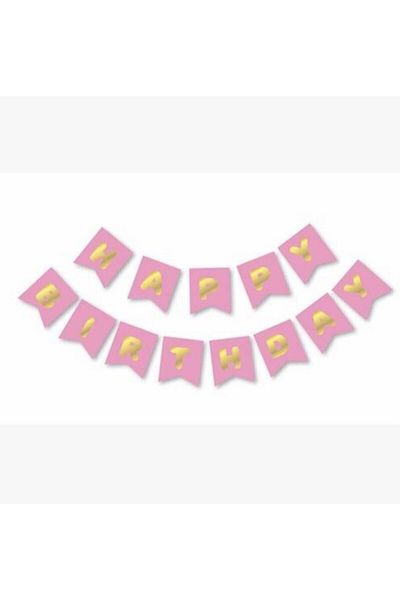 papercraft Χρόνια Πολλά Ροζ επιχρυσωμένο πανό