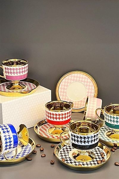 Kosova Gold Brown Porcelain Cup Set
