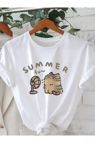 Pelna Tricou alb din bumbac imprimat de vară model Trend pentru copii