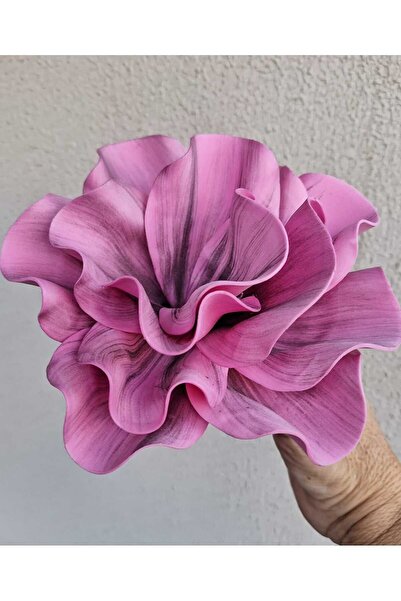 kutmen مزهرية مصنوعة يدويًا من اللاتكس وزهرة صناعية باللون الوردي