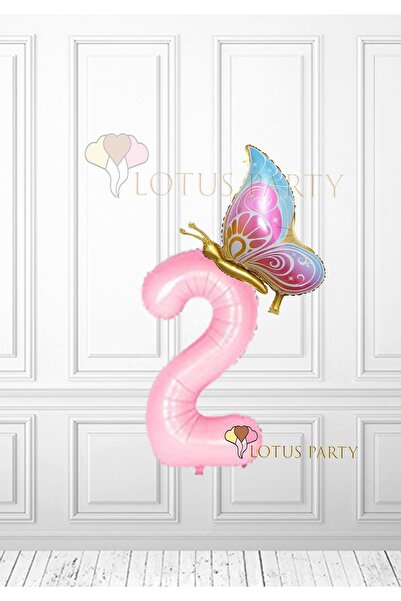 LOTUS PARTY بالون فويل على شكل فراشة وردية - رقم وردي - بالون فويل على شكل فر...