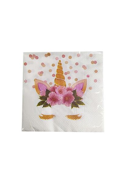 Deniz Party Store Μονόκερος Floral Κέρατο Χαρτοπετσέτα