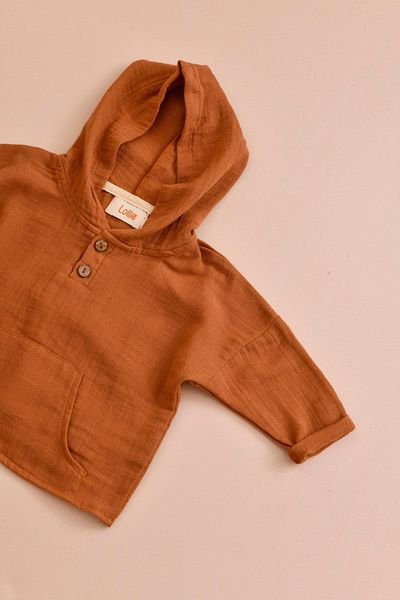 Lollie Baby&Kids Muslin Hooded Sweatshirt Baby & Kids 100% Cotton - Terra