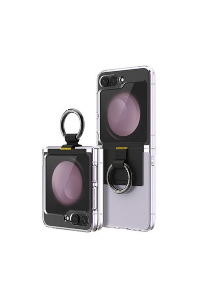NATIONAL GEOGRAPHIC Crystal Slim Fit Case V2 Galaxy Z Flip5 with Black Ring Strap - Transparent