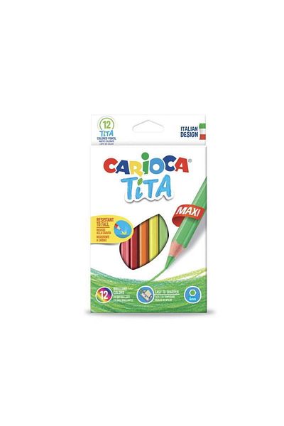 CARIOCA Tita Maxi Jumbo Triangle Dry Paint 12 Colors Cardboard Box (42791)