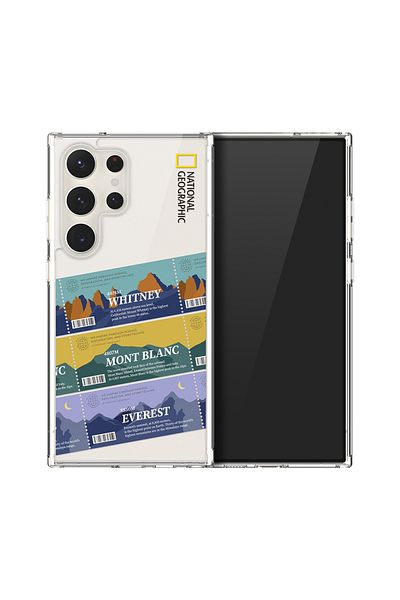 NATIONAL GEOGRAPHIC Crystal Clear Wappen Case V2 for Samsung Galaxy S24 Ultra - Mountain Logo