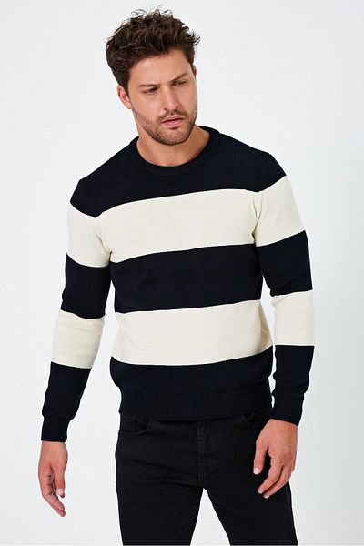 ALEXANDERGARDI Color Blocked Crew Neck Regular Fit Sweater - E24-Eze-08