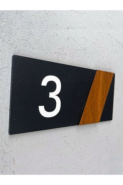 3DMORPHO رقم 8 سلسلة جانبية من زجاج شبكي أسود غير لامع مع رقائق معدنية لديكور الباب من خشب الجوز