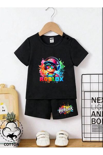 Massgai Set tricou și pantaloni scurți pentru copii Roblox Game Printed - 100% bumbac