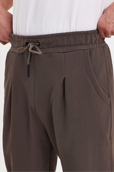 CLIPMAN Ανδρικό κανονικό ελαστικό παντελόνι Jogger καφέ