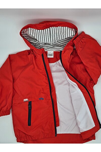 naynes Kapşonlu Çocuk Trençkotu Mevsimlik Montları, Erkek Ve Kız Çocuklar Için (90 CM-2 YAŞ / KIRMIZI)