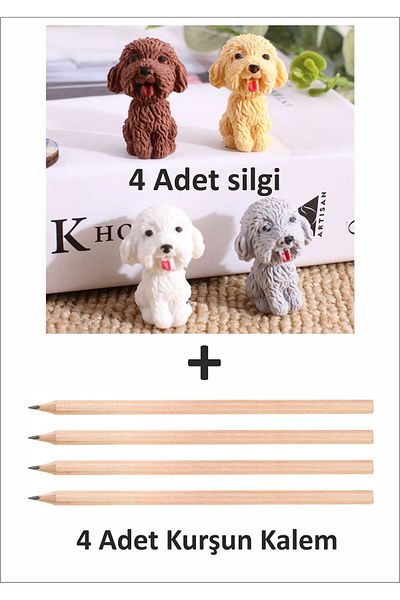 TOYGAR 3 Dimensional Cute Puppy - 4 Erasers and 4 Pencils