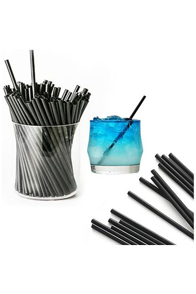 Adin Short Cocktail Straw 300pcs 14cm Bristle Straw Black Thin Cocktail Straw Bristle Straw American Cocktail Straw