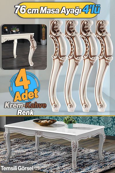 Badem10 4 Buc Valenta Masă Dresuar Picior 76 Cm Crem Maro Picior Bucătărie Masă Sufragerie Mobilier Picioare