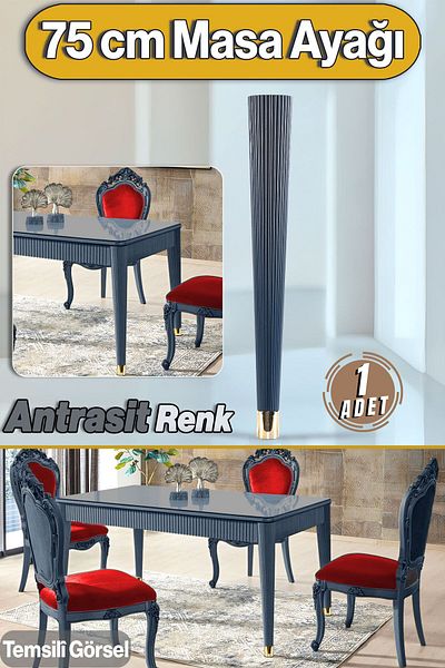 Badem10 Costum Masa Dresuar Picior 75 Cm Plastic Antracit Bucatarie Masa Sufragerie Mobila Picioare Gri Antracit