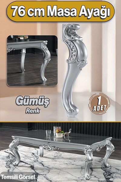 Badem10 Valenta Masă Dresuar Picior 76 Cm Picior Plastic Bucătărie Masa Sufragerie Mobilier Picioare Argintiu