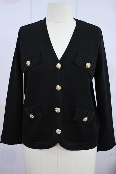 trikobis Special Design Knitwear Cardigan with Ribbed Pocket Door and Tape Detail