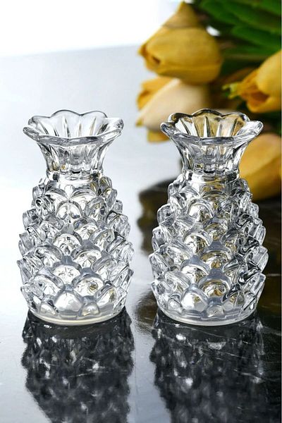 Perotti Pineapple Pineapple Model Set of 2 Glass Salt and Pepper Shakers Per15525