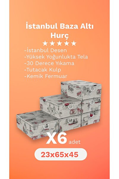 HAPPYNIGHT Hurç Box Baza Altı Yorgan Hurcu İstanbul Desenli 6 Adet