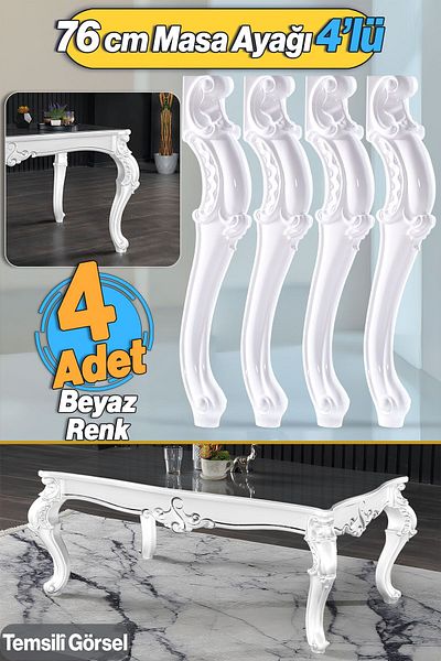 Badem10 4 Buc Valenta Masă Dresuar Picior 76 Cm Plastic Alb Picior Bucătărie Masa Sufragerie Mobilier Picioare