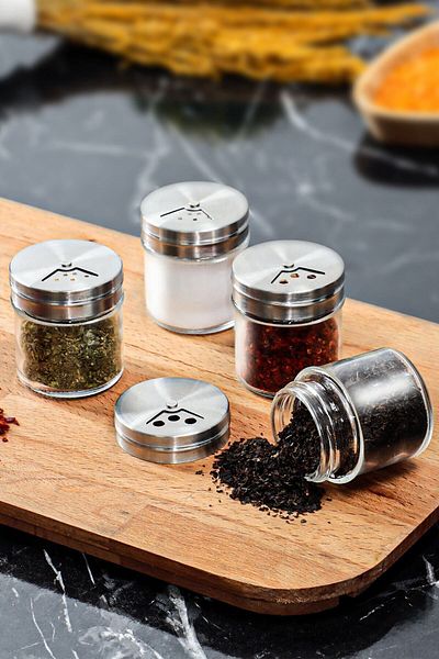 Perotti 13669 Simplico Set of 4 Salt and Pepper Shakers - 55 ml Glass