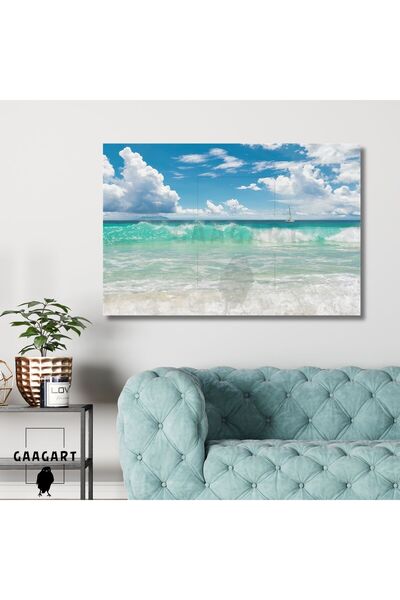 GAAGART Tekli Yatay Kanvas Duvar Tablosu Dalgalı Okyanus Manzarası