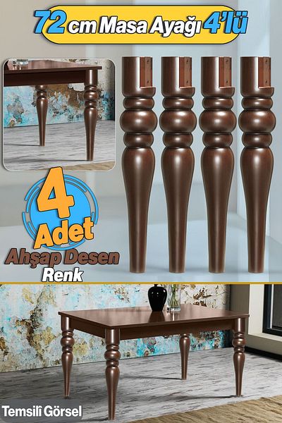 Badem10 4 Buc Marina Masă Dresuar Picior 72 Cm Plastic Lemn Model Bucătărie Masa Sufragerie Mobilier Picioare