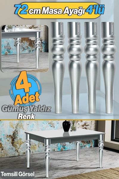 Badem10 4 Buc Marina Masă Dresuar Picior 72 Cm Picior Plastic Gri Argintiu Bucătărie Masa Sufragerie Mobilier Picioare
