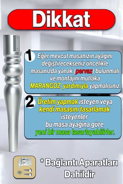Badem10 Marina Masă Dresuar Picior 72 Cm Picior din plastic Gri argintiu Bucătărie Masa de sufragerie Picioare Mobilier Argintiu