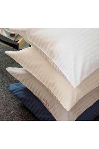 Tekstil Home Satenev Față de pernă din satin de bumbac cu dungi 2 buc. Dimensiune 50x70 Crem