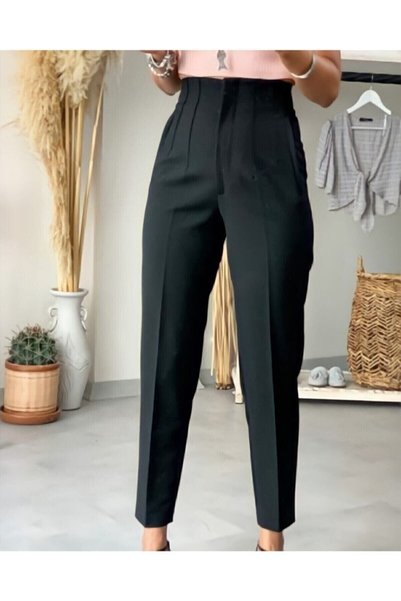 Vitalite Zvilis Black High Waist Slim Drawstring Trousers