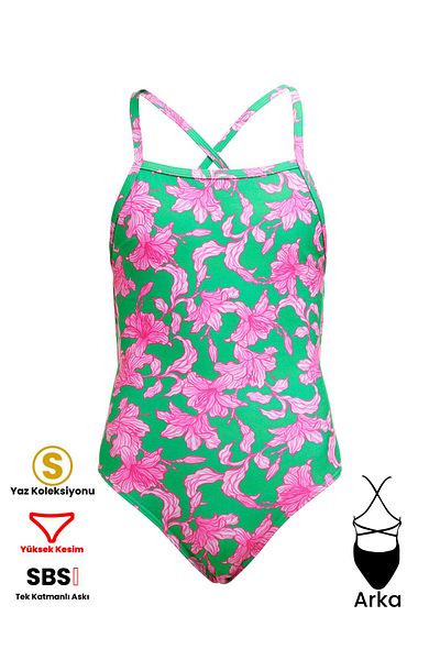 FUNKİTA Funkita Stp Blossom Fly - Girl's Training Swimsuit, Double Cross Back Design