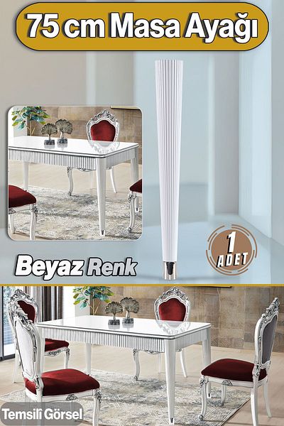 Badem10 Costum Masa Dresuar Picior 75 Cm Plastic Alb Picior Bucatarie Masa Sufragerie Mobila Picioare Alb