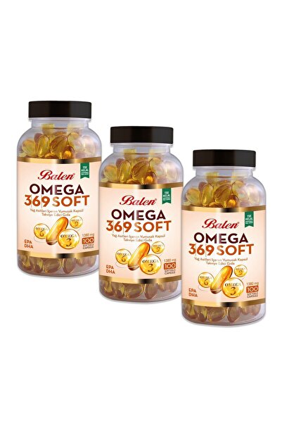 Balen Omega 3-6-9 Soft Fatty Acids - 1380 Mg X 100 Soft Capsules X 3 Pieces