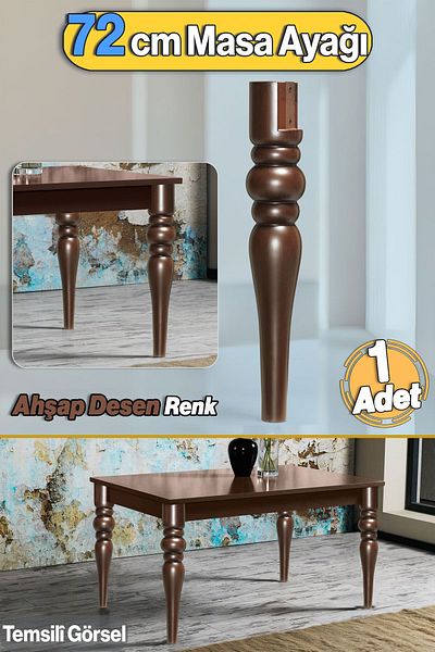 Badem10 Marina Masă Dresuar Picior 72 Cm Picior Plastic Cu Model Lemn Bucătărie Masa Sufragerie Picioare Mobilier