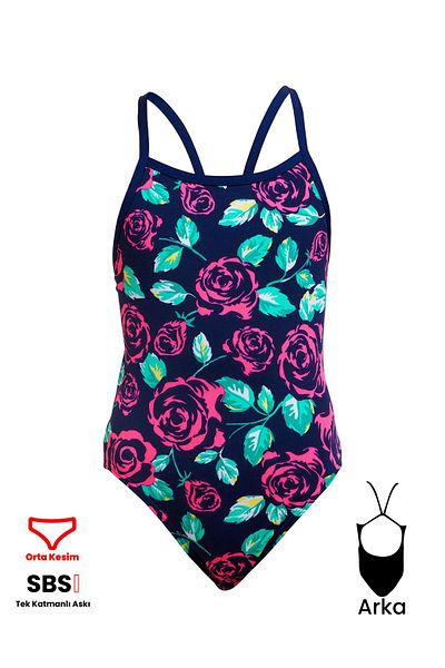 FUNKİTA Girl's Ss Feeling Rosy Training Swimsuit - Thin Straps