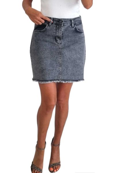 duygu dilsiz Fusta mini denim pentru femei din Lycra afumata - cu buzunare