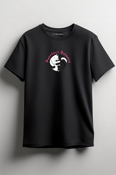 SM Satranç Medya Μπλουζάκι Unisex Ying Yang Cats - Μπροστινό τυπωμένο