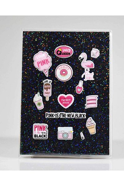 4nio Black Pink Glitter Notebook