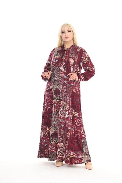 mezura tekstil Rochie din bumbac pieptănat din viscoză Hijab cu guler cravată - mânecă lungă, model potrivit, mărime standard