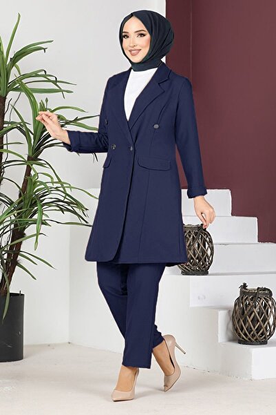 Ayşe Melek Kadın Giyim Abiye Moda Blazer Ceketli Takım 2605 Lacivert