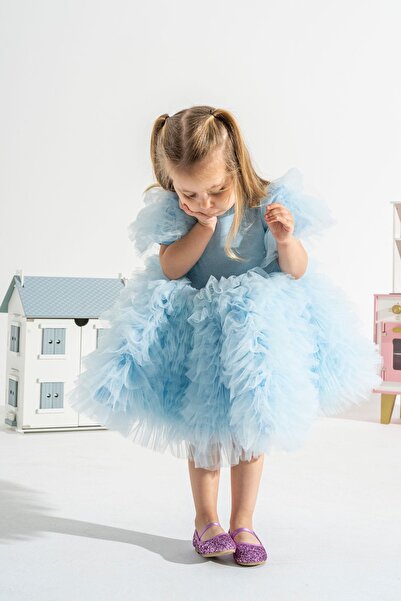 Linola Baby Kids Mavi Tütü Etekli Prenses Elbise - Elsa - Loli