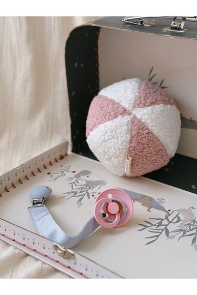 bohemoon Pink-White Teddy Ball with Rattle - 12 cm