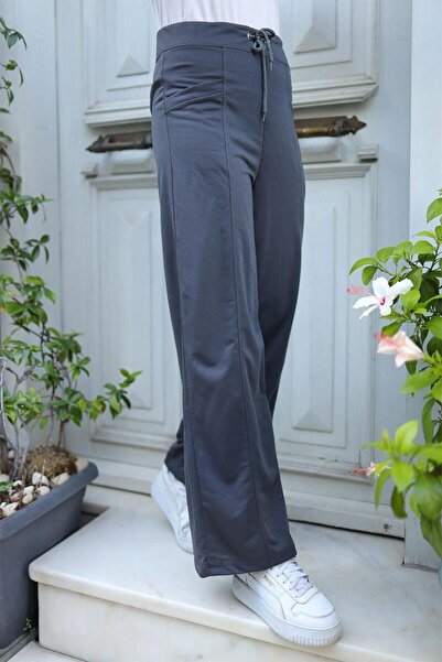 BURCU TESETTÜR بنطال رياضي واسع الساق للنساء BRC6502 مدخن